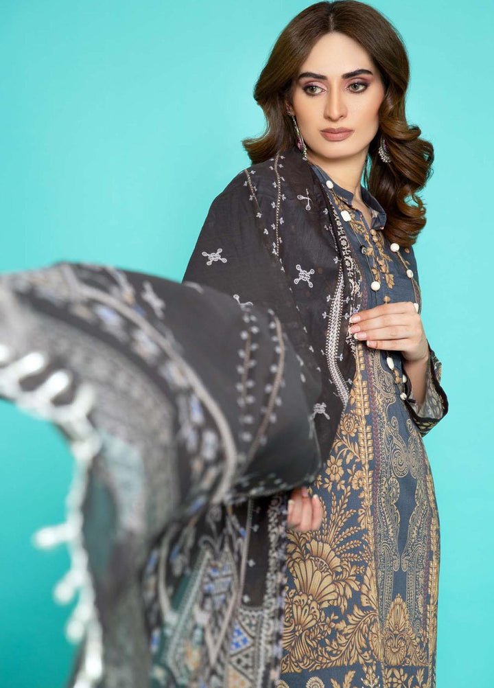 Sahar Printed Lawn Suits Unstitched 3 Piece SHR22NS SL-SS-DP-009-B - Summer Collection