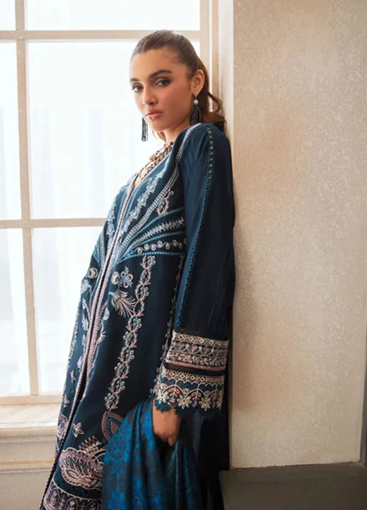 Noura by Shazme Embroidered Lawn Suits Unstitched 3 Piece SHZ25LL SH-04 Sapphire - Summer Collection