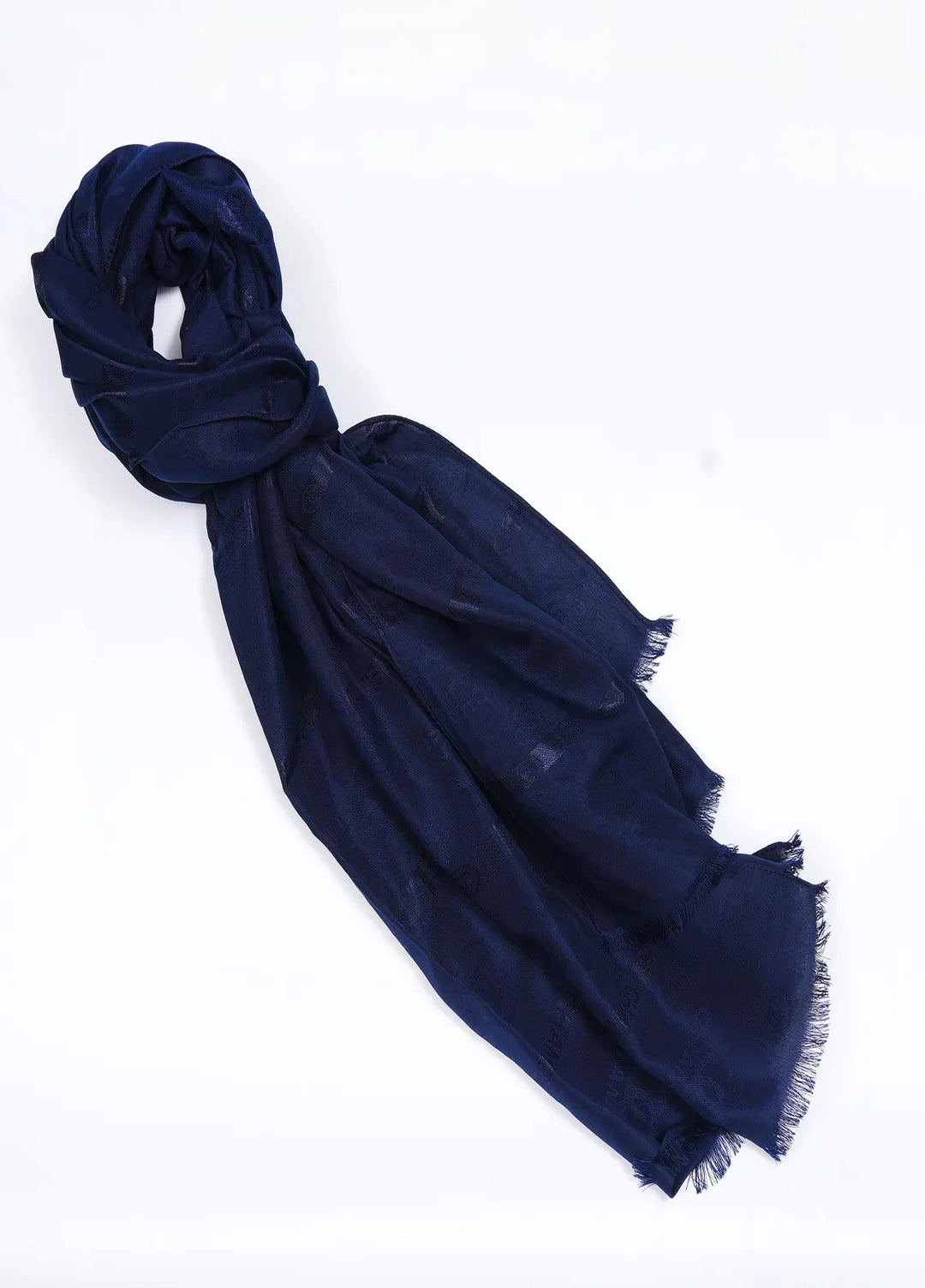 Nourah Chanel Embossed Scarf Navy Blue - Scarf Collection