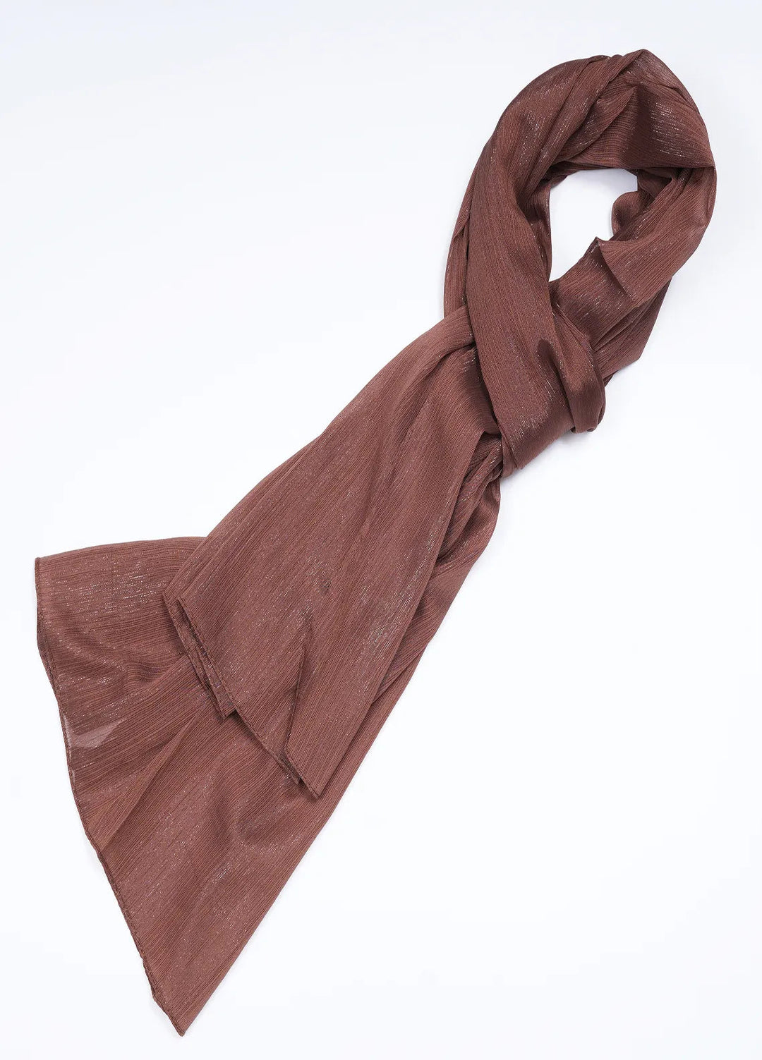 Nourah Scarf Embossed Crush Zari Chiffon Chocolate Brown - Scarf Collection