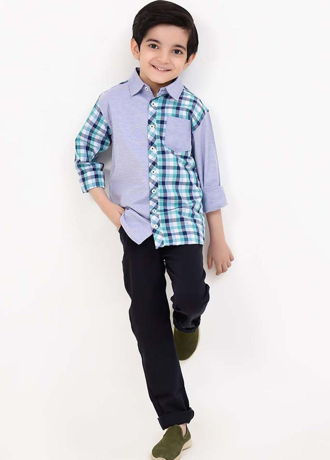 Ochre Cotton Shirt for Boys - OBS-20 Light Blue OL-15914
