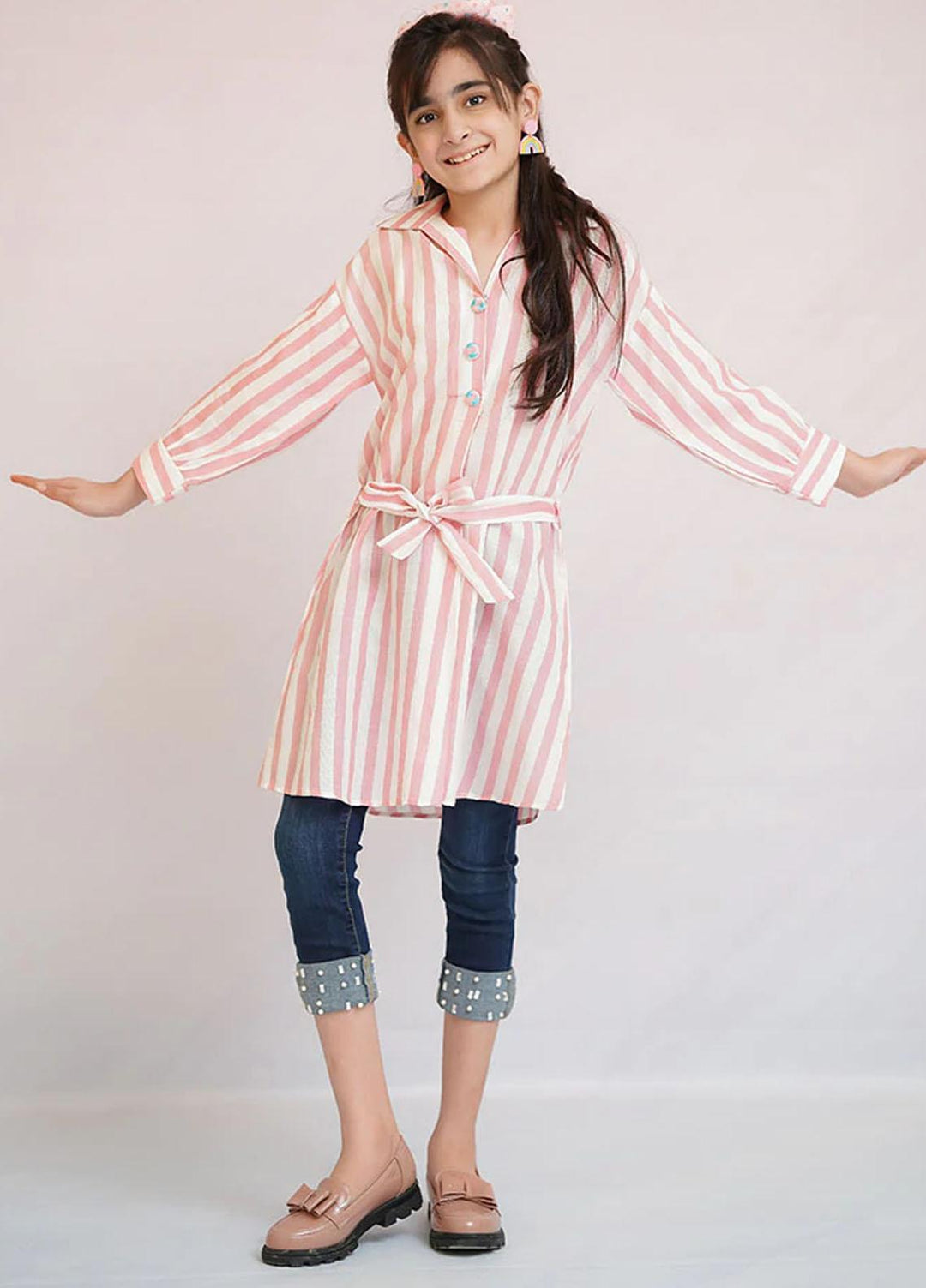 Ochre Linen Fancy Top for Girls - OWT 500
