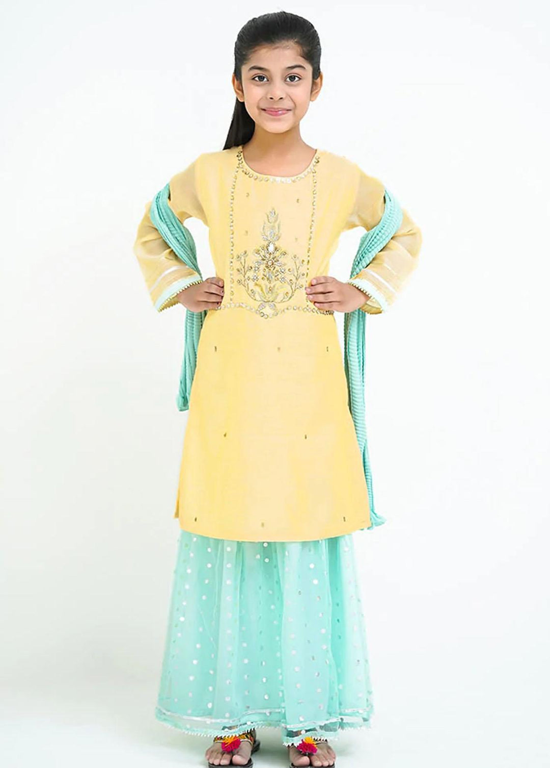 Ochre Cotton Fancy 3 Piece for Girls - OFW 362
