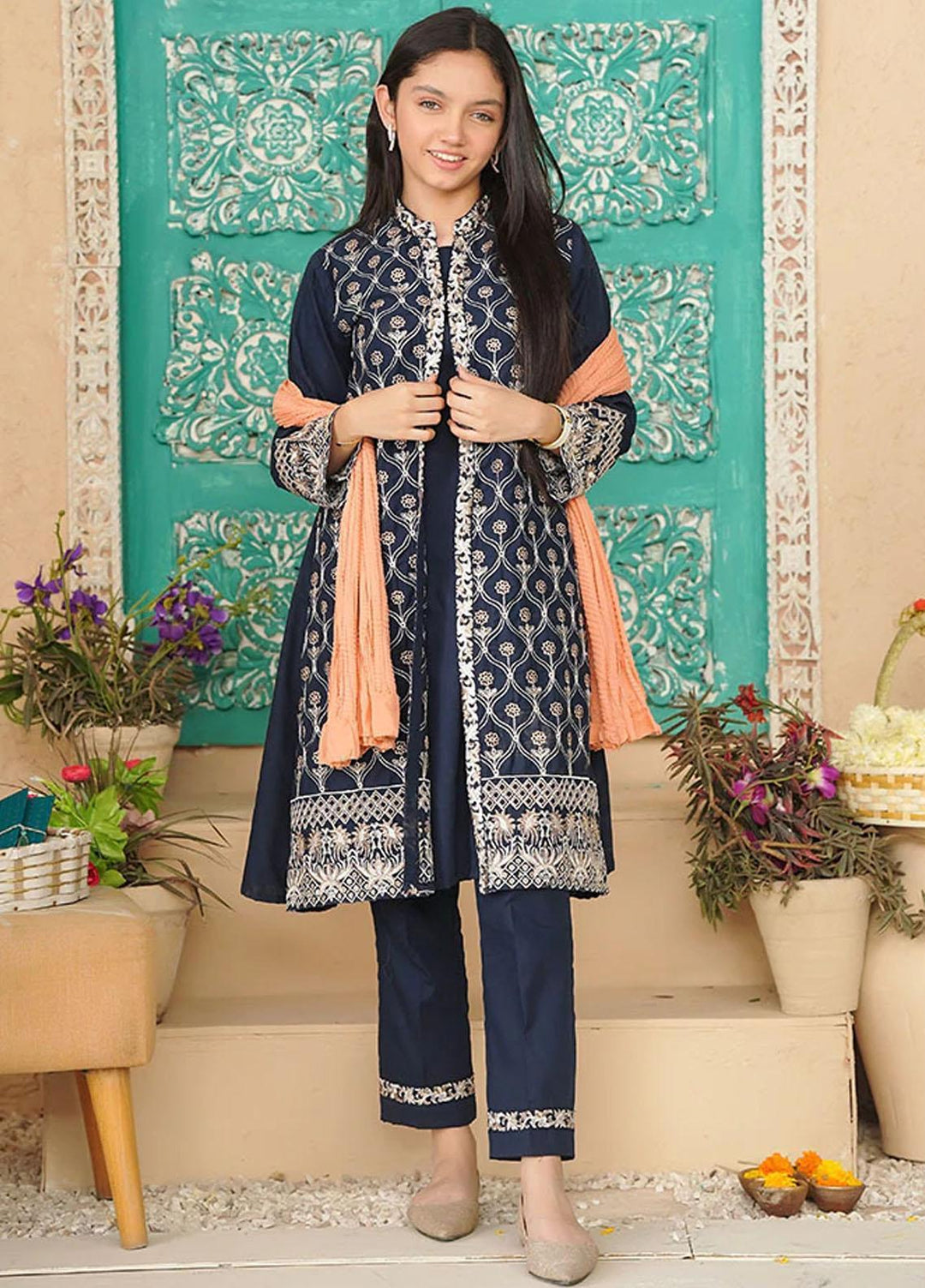 Ochre Cotton 3 Piece for Girls - OFW 432
