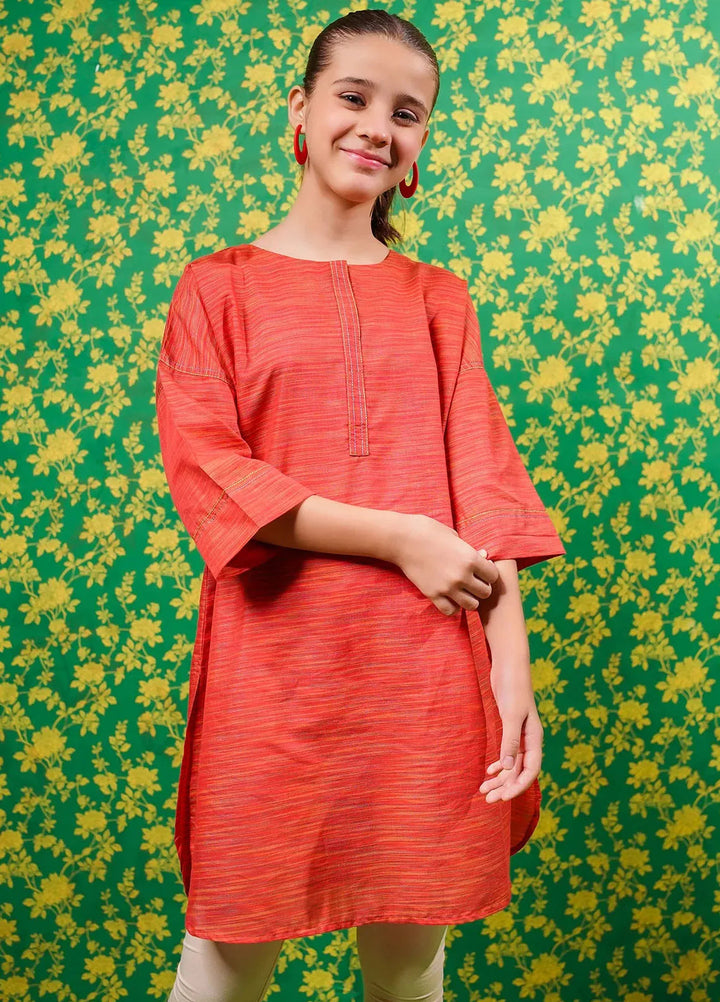Ochre Pret Embroidered Jacquard Kurti OFK-PRC-34