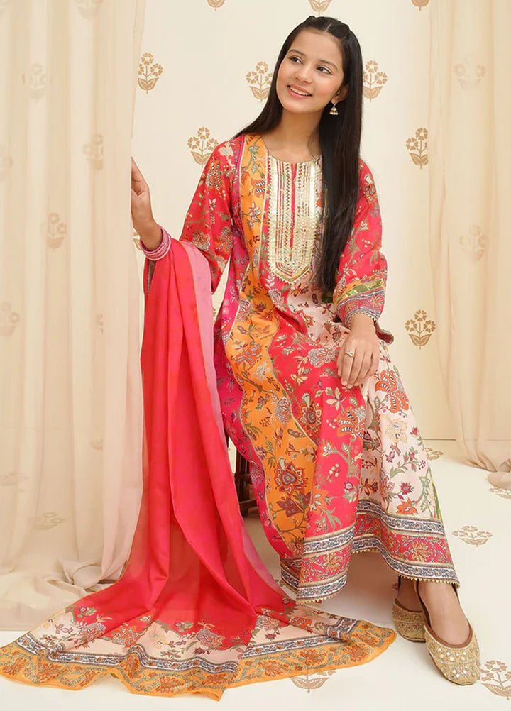 Ochre Pret Printed Lawn 3 Piece Suit CORF-02