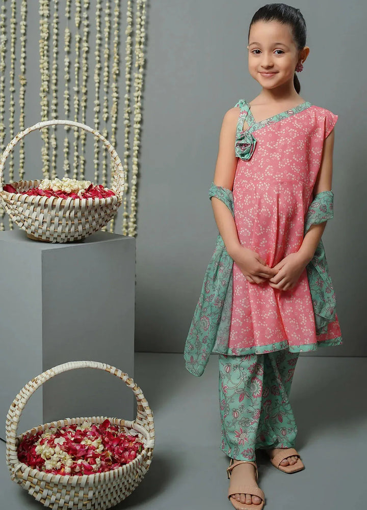 Ochre Pret Printed Lawn 3 Piece Suit For Kids INDP-09