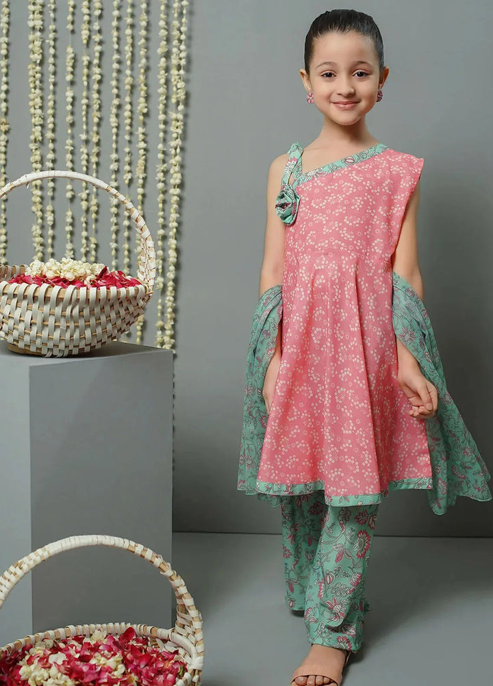 Ochre Pret Printed Lawn 3 Piece Suit For Kids INDP-09