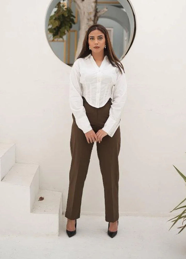 Old Money by Apricocia Pret Solid Chambray Pant Army Straight Pants