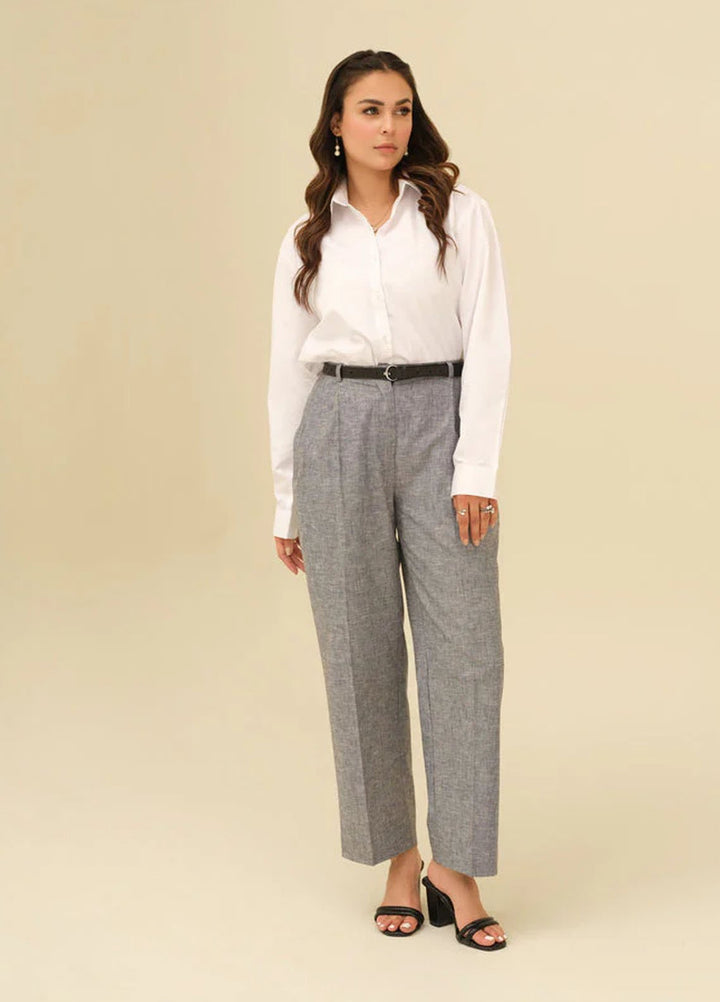 Old Money by Apricocia Pret Textured Chambray Pant Classic Straight Pants