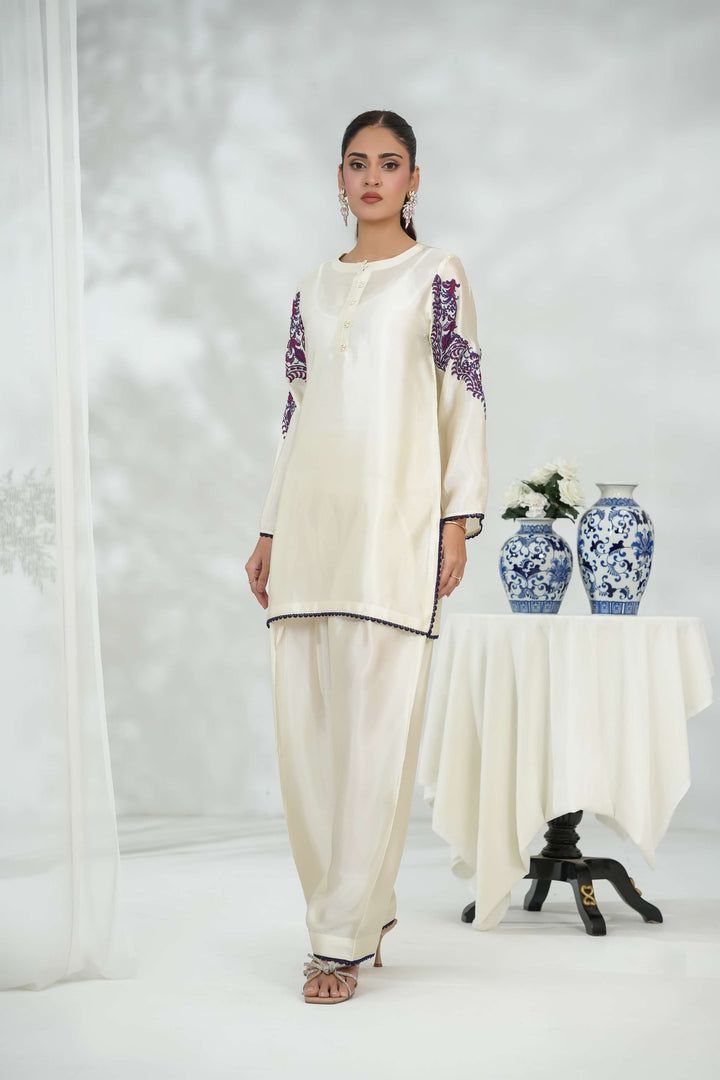 Silcot Pret Embroidered Silk pristine ivory - Winter Collection