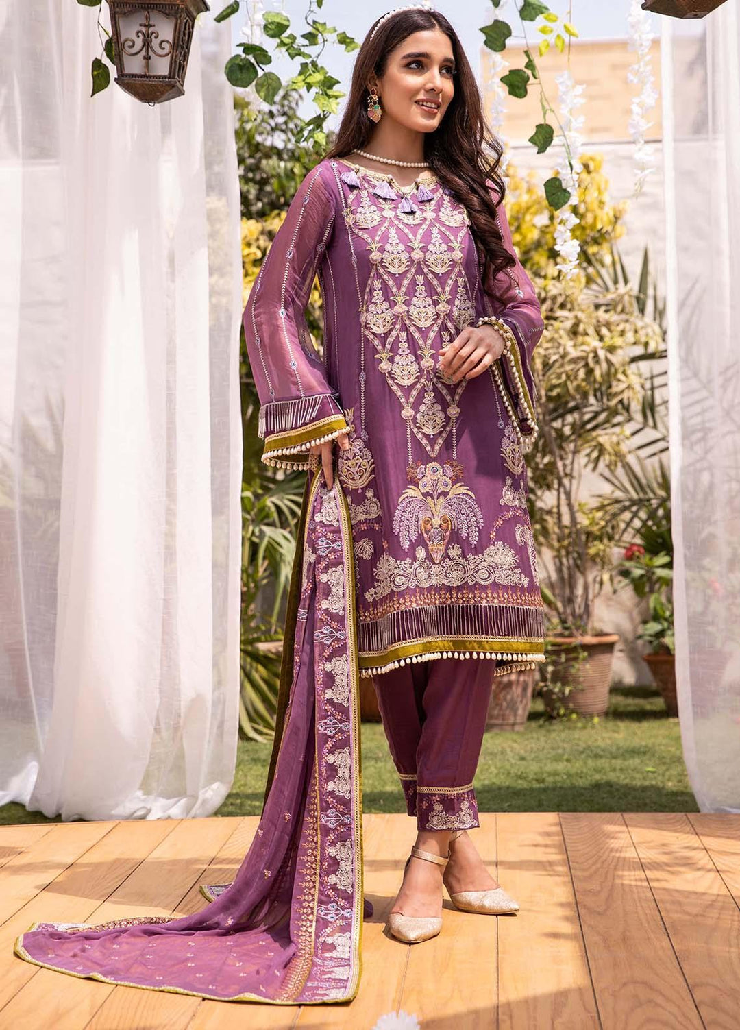 Parishey By Zaaviay Embroidered Chiffon Suits Unstitched 3 Piece ZV21P RIHA - Luxury Collection