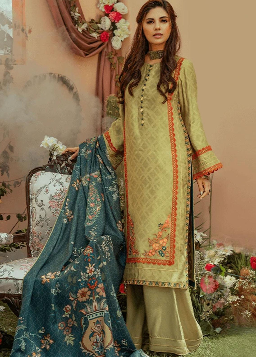 Parishey By Zaaviay Embroidered Jacquard Suits Unstitched 3 Piece ZV21PW Emaya - Winter Collection