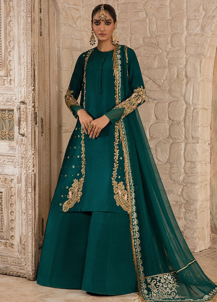 Saffron Pret Embroidered  3 Piece Suit 02 Emerald Elegance