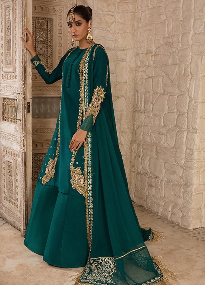 Saffron Pret Embroidered  3 Piece Suit 02 Emerald Elegance
