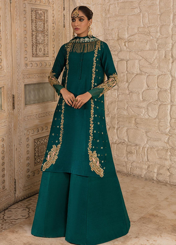 Saffron Pret Embroidered  3 Piece Suit 02 Emerald Elegance
