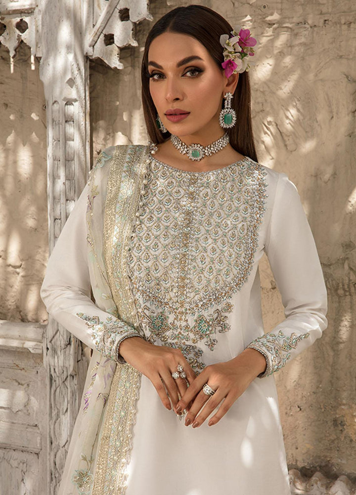 Saffron Pret Embroidered  3 Piece Suit 05 Pearl White