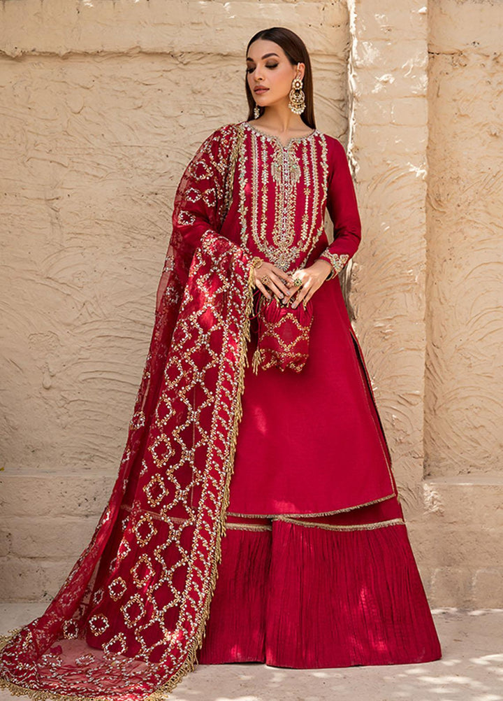 Saffron Pret Embroidered  3 Piece Suit 07 Rose Gold Satin