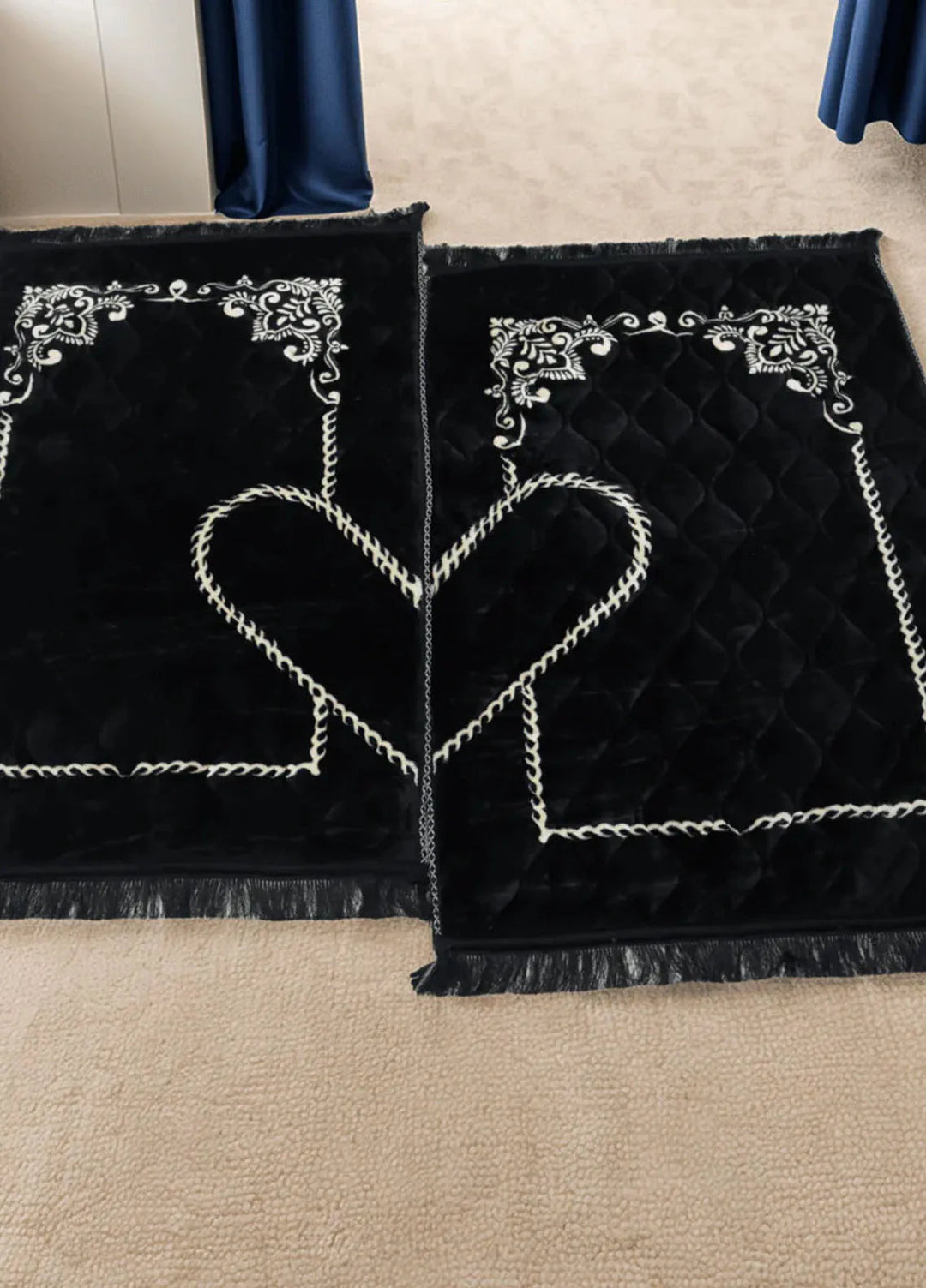 Plush Mink Mughal Plus Couple Prayer Mat-Vanta