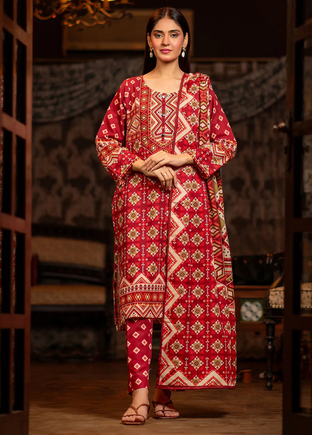 Popular Style Printed Khaddar Suits Unstitched 3 Piece PS24KU NEC-155-24 - Women Collection
