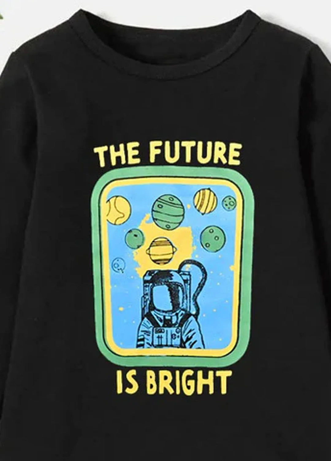 Baby Nest Printed The Future Full Sleeves T Shirts for Kids Black - SBT-311
