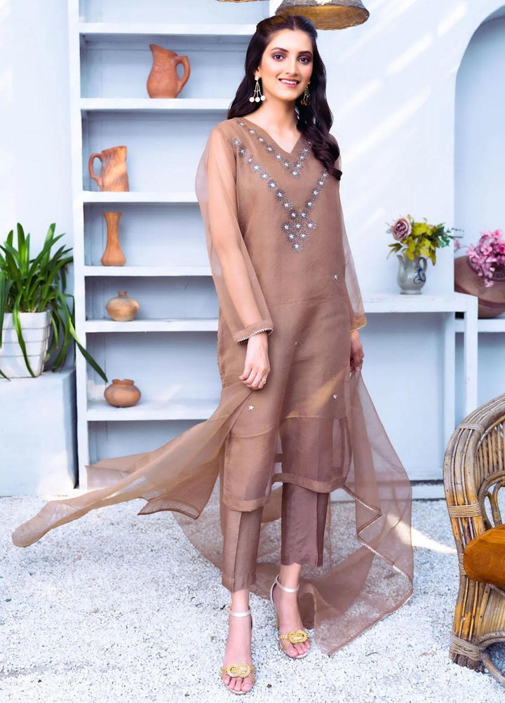 PSK Couture Pret Embroidered Cotton Net 4 Piece Suit MAPLE LEAF