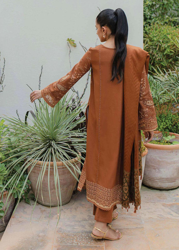Qline By Qalamkar Embroidered Leather Peach Suits Unstitched 3 Piece QLM23LN WL-06 Mirha - Winter Collection