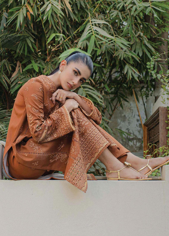 Qline By Qalamkar Embroidered Leather Peach Suits Unstitched 3 Piece QLM23LN WL-06 Mirha - Winter Collection