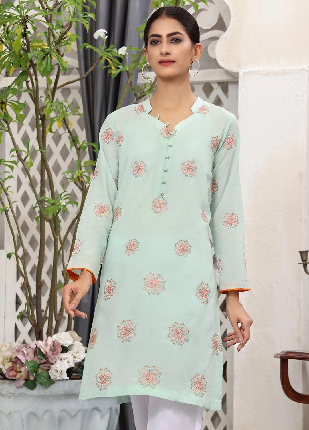 Rabia's Textiles Pret Embroidered Lawn Kurti RT1P20 Jade