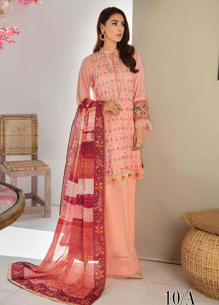 RajBari Embroidered Lawn Suits Unstitched 3 Piece RB21SS 10A - Spring / Summer Collection