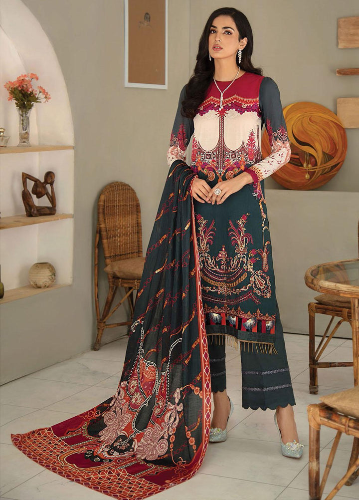 RajBari Embroidered Lawn Suits Unstitched 3 Piece RB21SS 9A - Spring / Summer Collection