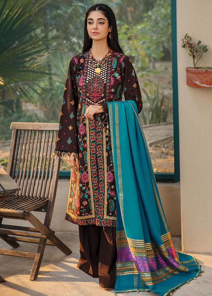 RajBari Embroidered Khaddar Suits Unstitched 3 Piece RB21W 8A - Winter Collection