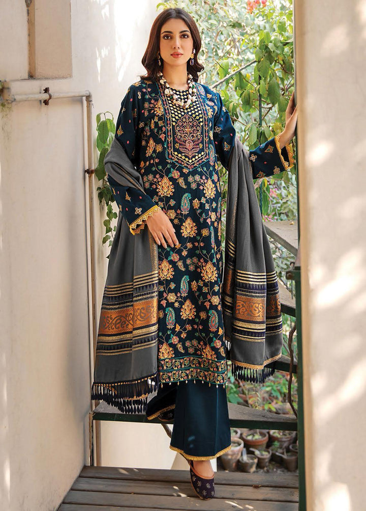RajBari Embroidered Khaddar Suits Unstitched 3 Piece RB21W 8B - Winter Collection