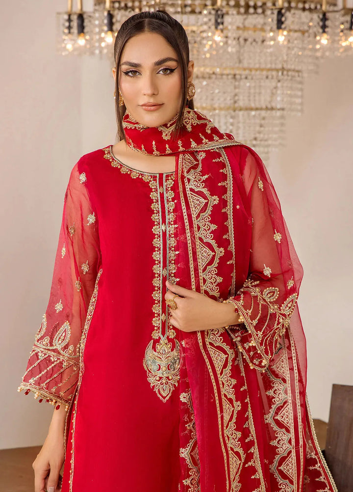 Rajwani by HM Pret Embroidered Raw Silk 3 Piece Suit Xenia pink
