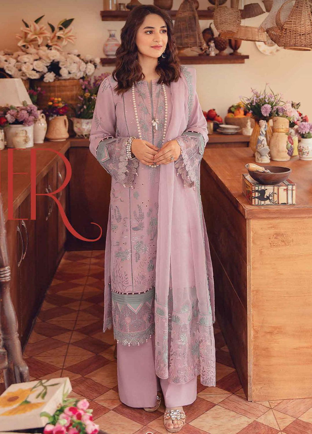 Rang Rasiya Embroidered Lawn Suits Unstitched 3 Piece RR22EL 16 Heather - Summer Collection