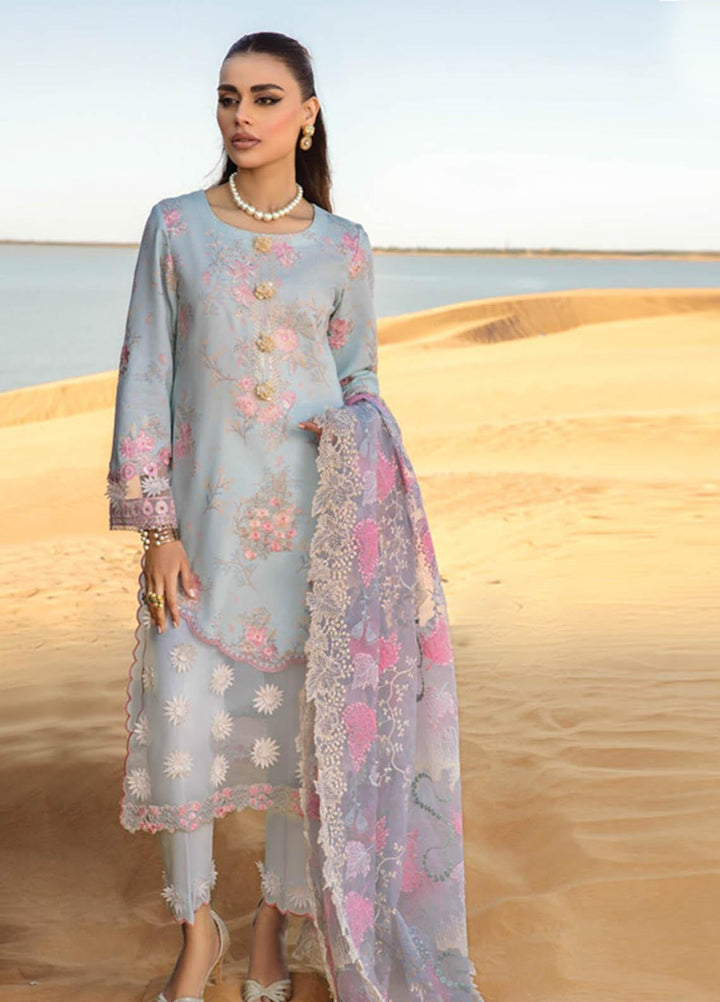 Rang Rasiya Embroidered Lawn Suits Unstitched 3 Piece RR23SP 07 Ocean - Premium Collection