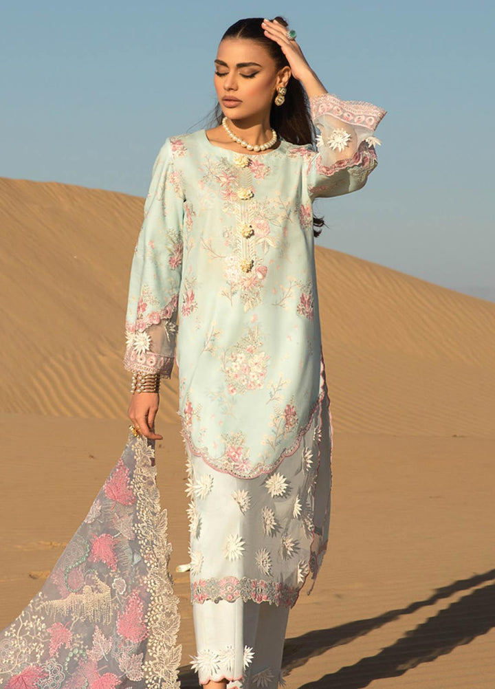 Rang Rasiya Embroidered Lawn Suits Unstitched 3 Piece RR23SP 07 Ocean - Premium Collection