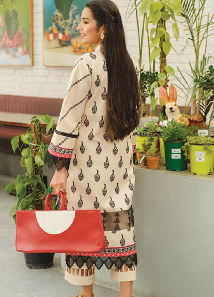 Rang Rasiya Printed Lawn  Unstitched Kurti RR23T 06 Ivory - Summer Collection