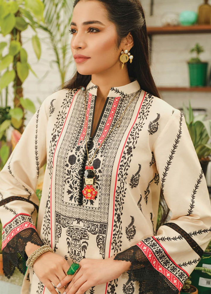 Rang Rasiya Printed Lawn  Unstitched Kurti RR23T 06 Ivory - Summer Collection