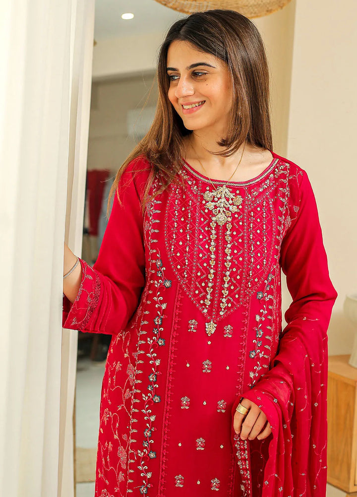 Rangeen Pret Embroidered Chiffon 3 Piece Suit Haseena