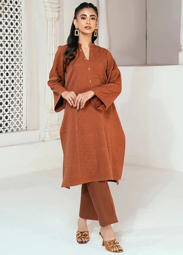 Rangeen Pret Printed Jacquard 2 Piece Suit Squash