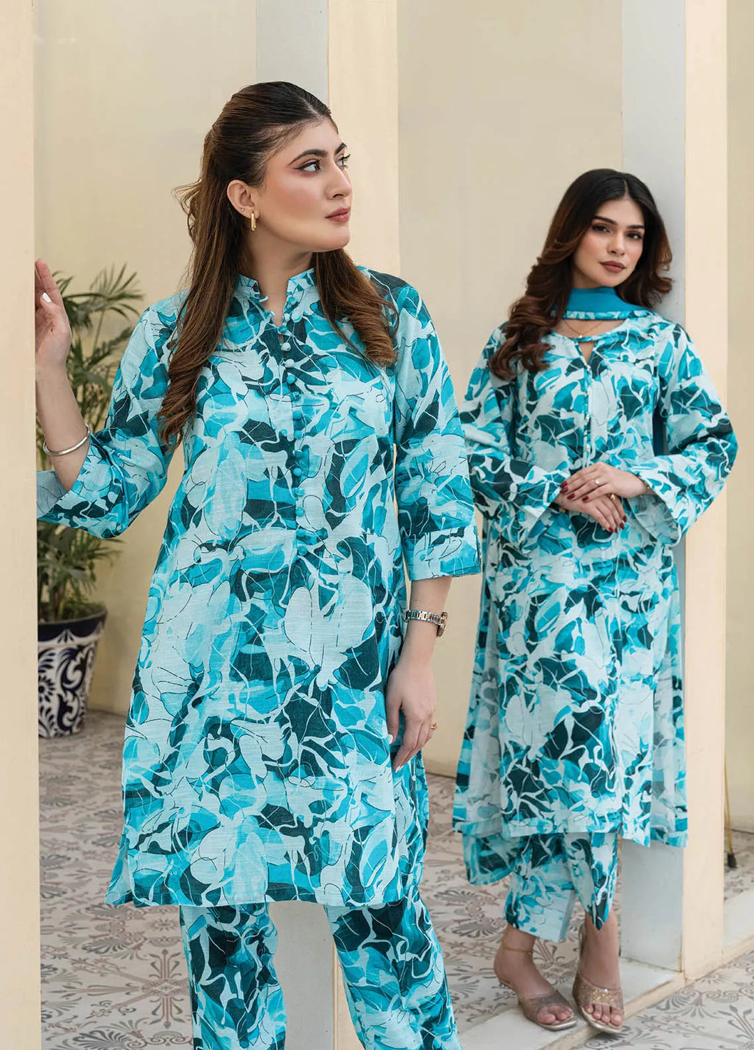 Rangeen Pret Printed Khaddar 2 Piece Suit Floret Breeze