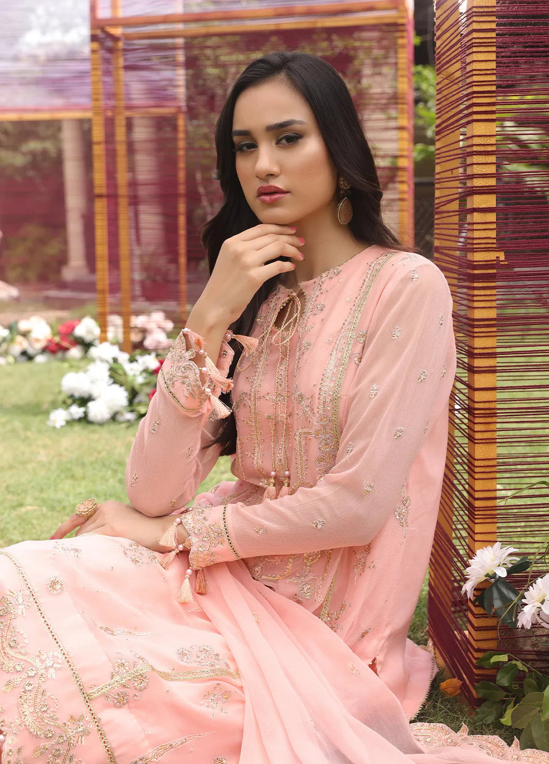 Raya By Salitex Embroidered Chiffon Suit Unstitched 3 Piece UNW24CH002UT - Festive Collection