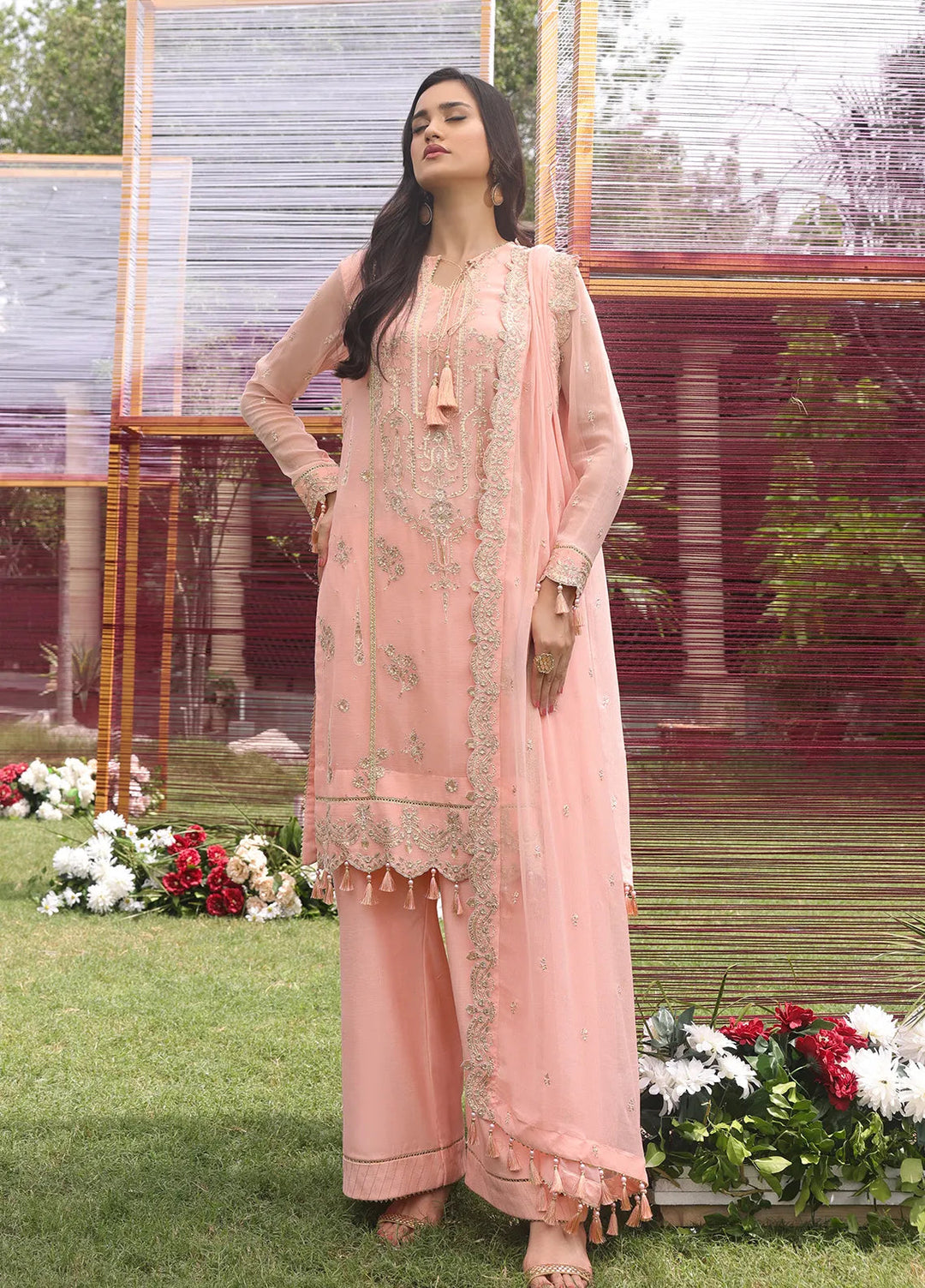 Raya By Salitex Embroidered Chiffon Suit Unstitched 3 Piece UNW24CH002UT - Festive Collection