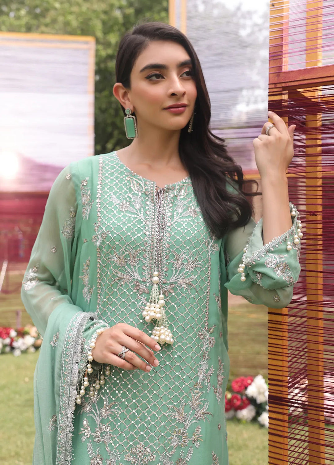 Raya By Salitex Embroidered Chiffon Suit Unstitched 3 Piece UNW24CH005UT - Festive Collection