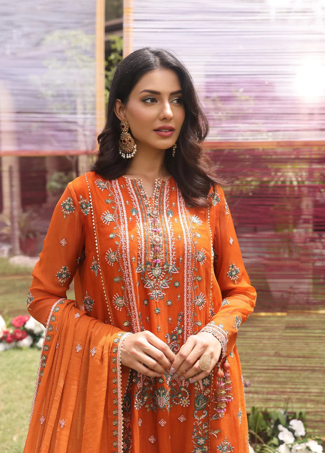 Raya By Salitex Embroidered Chiffon Suit Unstitched 3 Piece UNW24CH007UT - Festive Collection