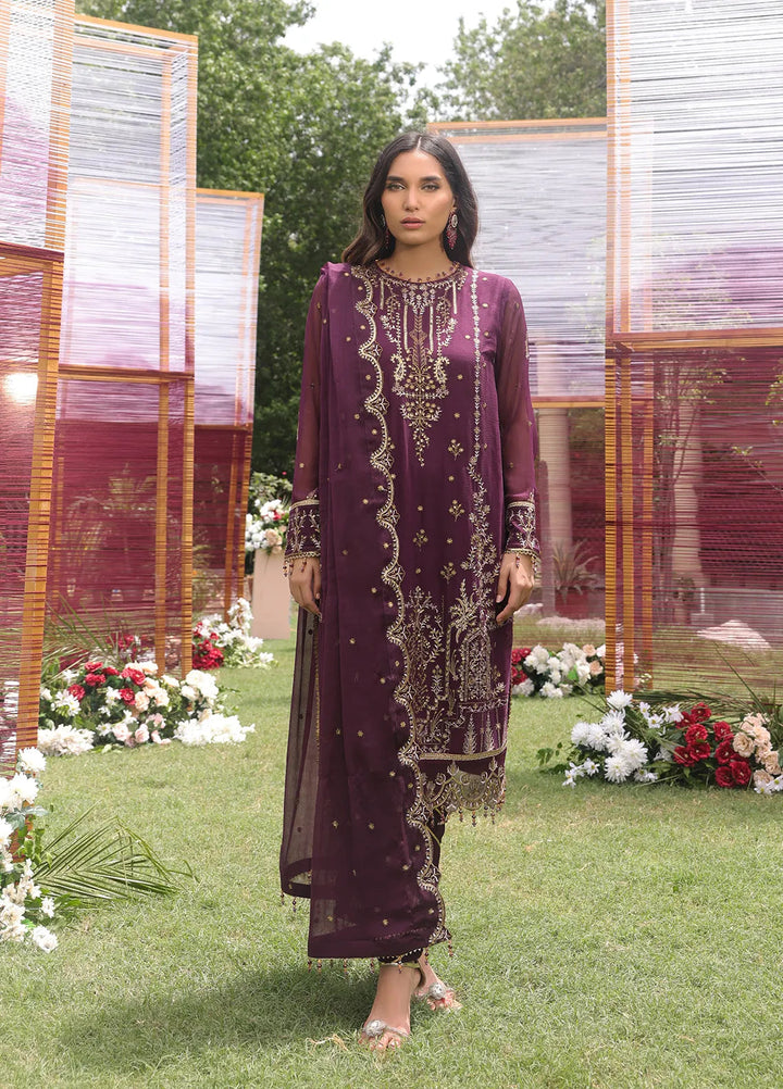 Raya By Salitex Embroidered Chiffon Suit Unstitched 3 Piece UNW24CH008UT - Festive Collection