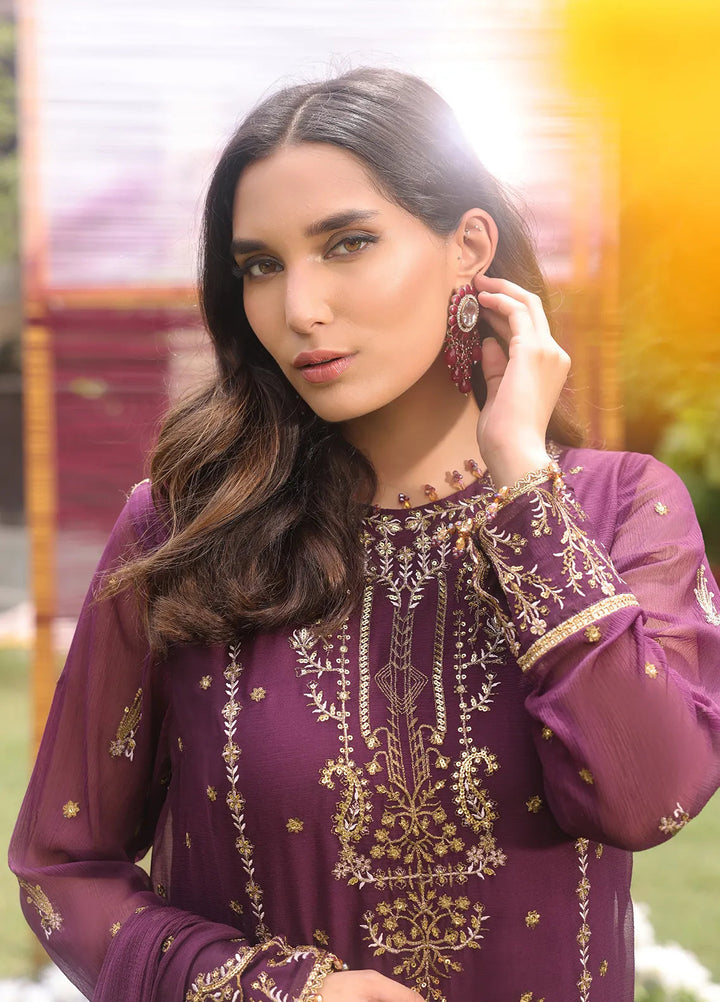 Raya By Salitex Embroidered Chiffon Suit Unstitched 3 Piece UNW24CH008UT - Festive Collection