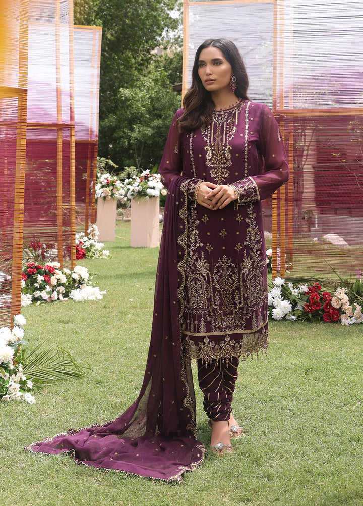 Raya By Salitex Embroidered Chiffon Suit Unstitched 3 Piece UNW24CH008UT - Festive Collection