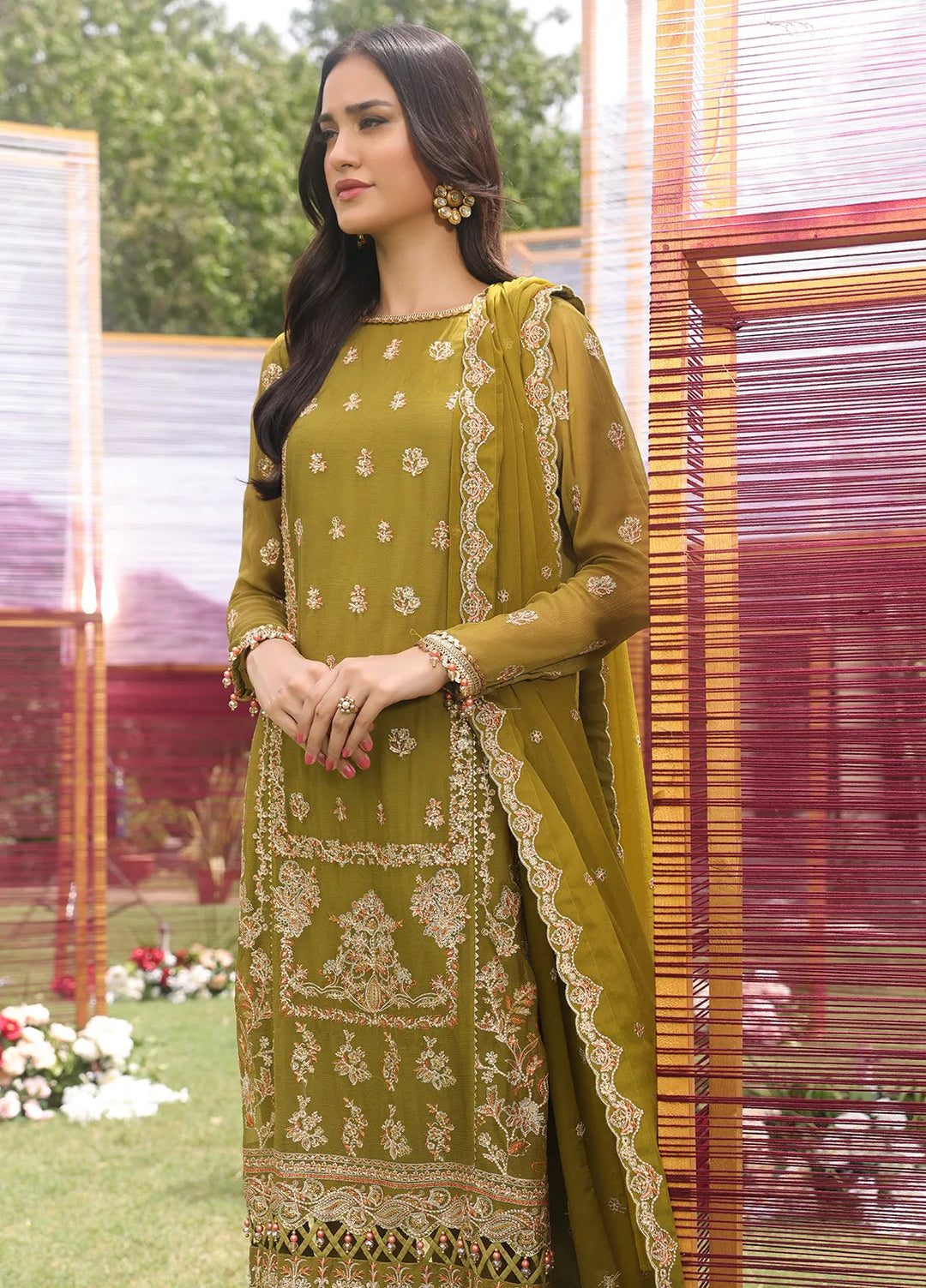 Raya By Salitex Embroidered Chiffon Suit Unstitched 3 Piece UNW24CH011UT - Festive Collection
